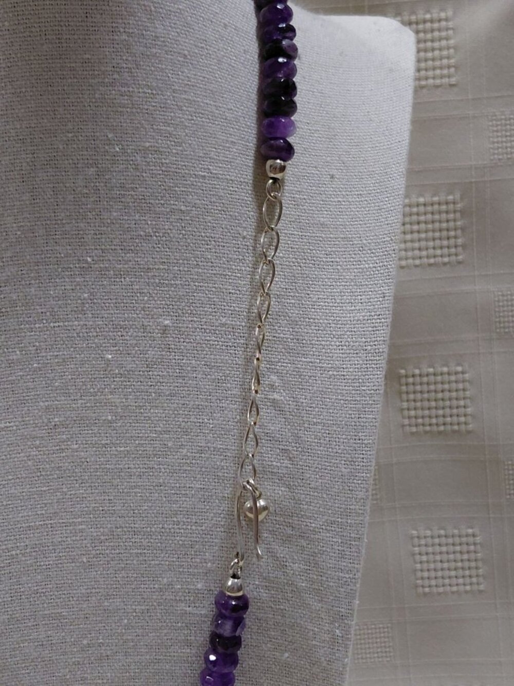 Jay King Amethyst Faceted Beaded Necklace Sterling Silver Clasp Vintage 20-22.5" - Picture 6 of 7